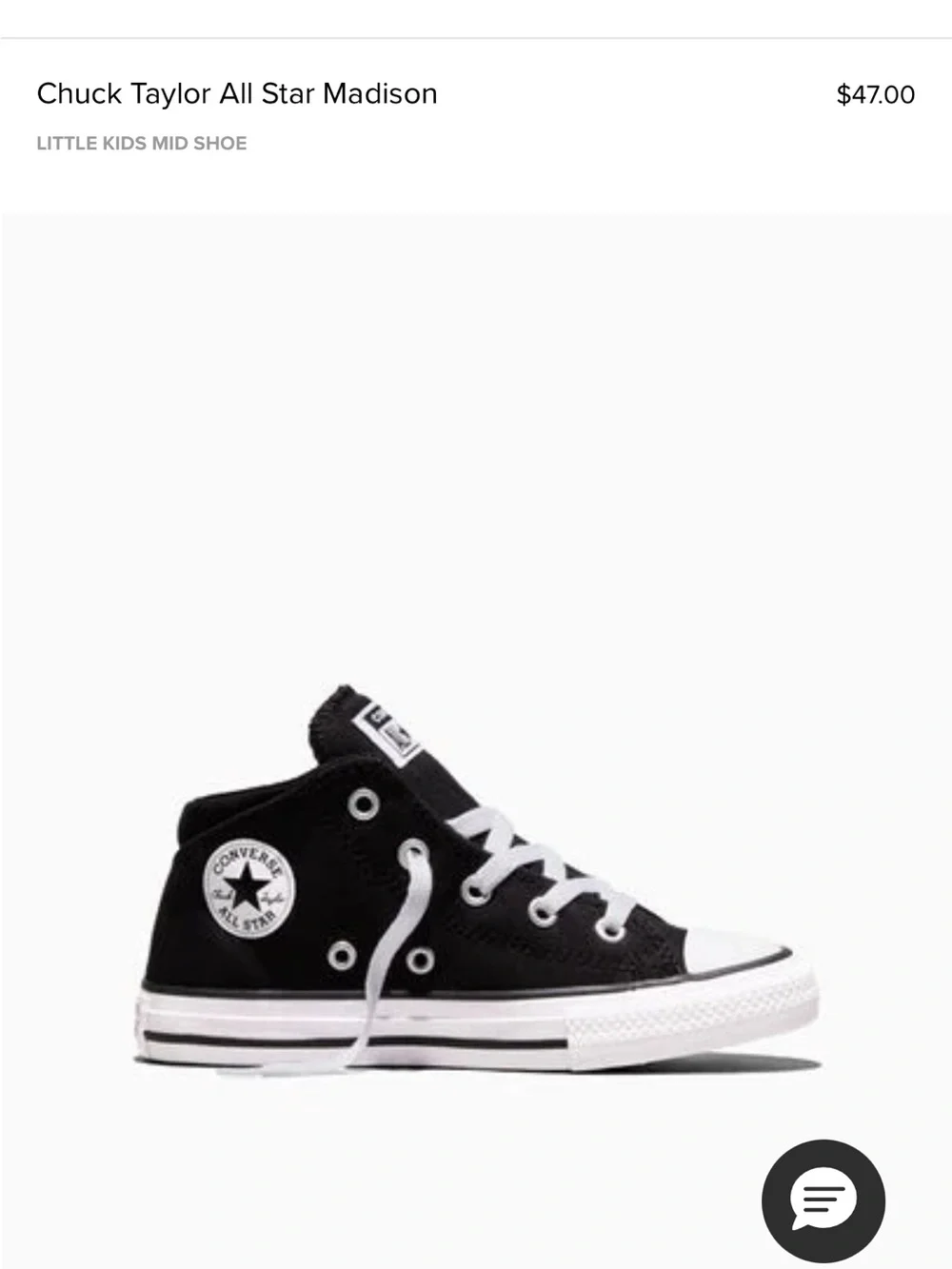Converse Kids Black Canvas Low Top Sneakers with White Accents